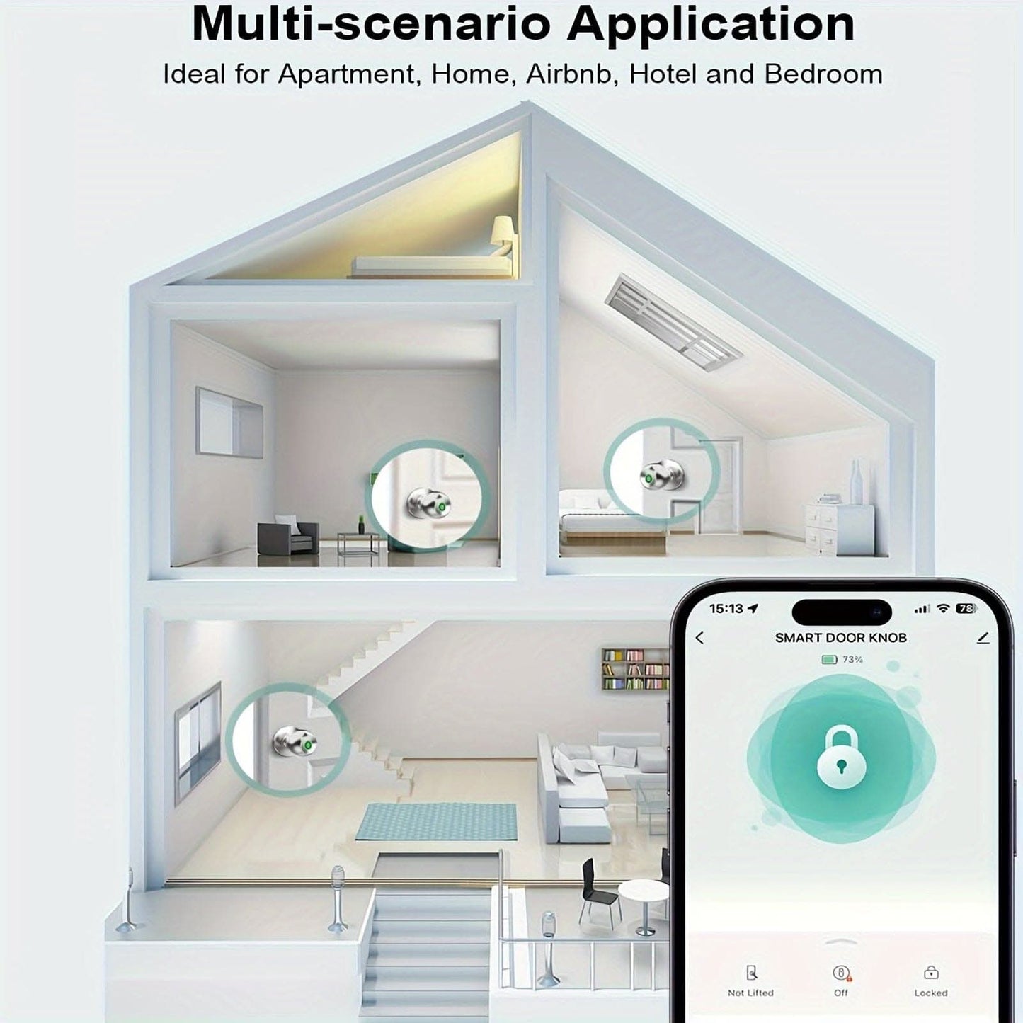 Smart Biometric Fingerprint Door Lock - App Control & Rechargeable