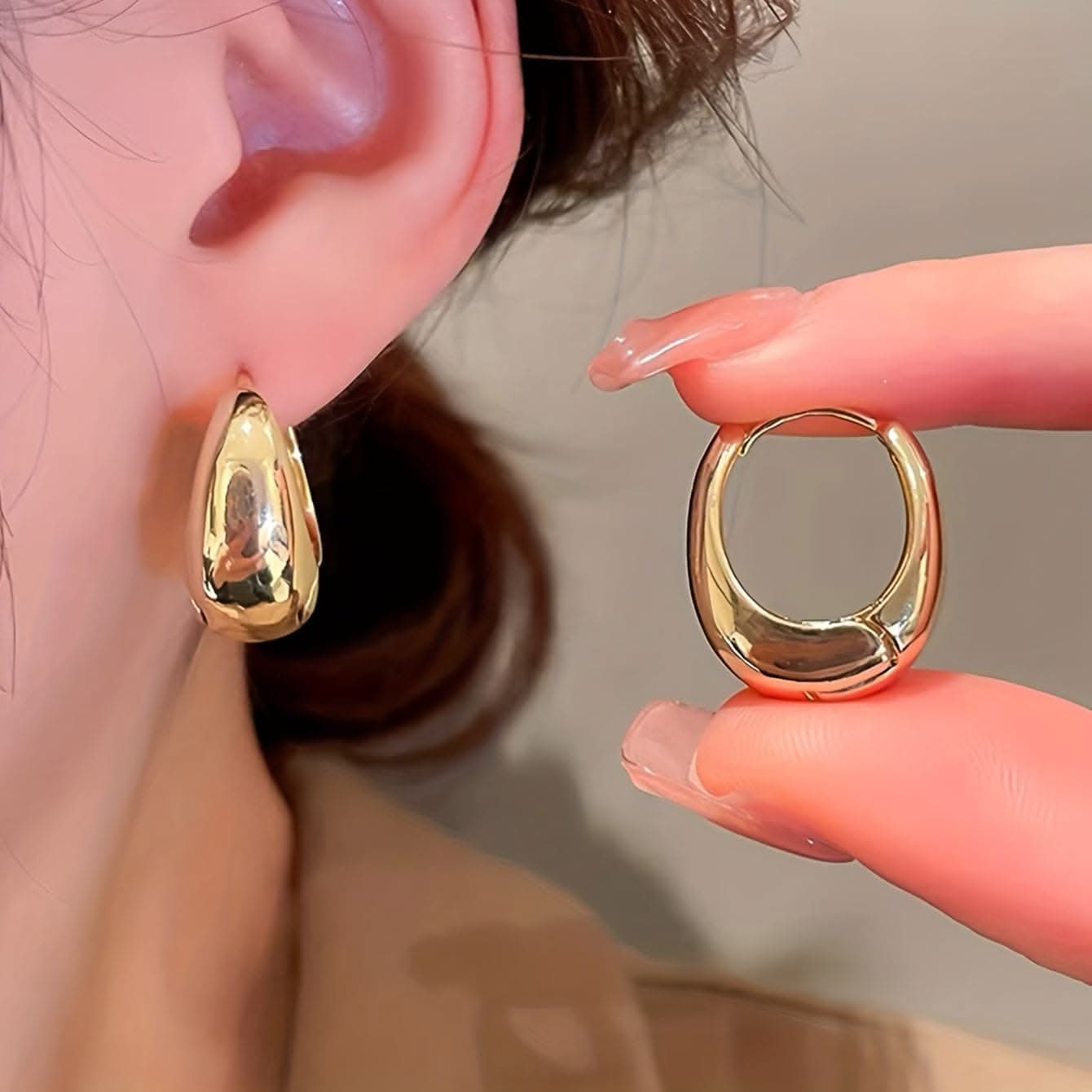 Vintage Copper Geometric Hoop Earrings