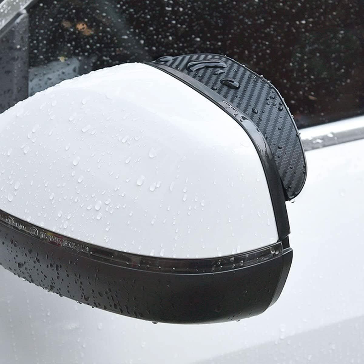 2pcs Universal Side Mirror Rain Visor Guards – Waterproof Carbon Fiber Look