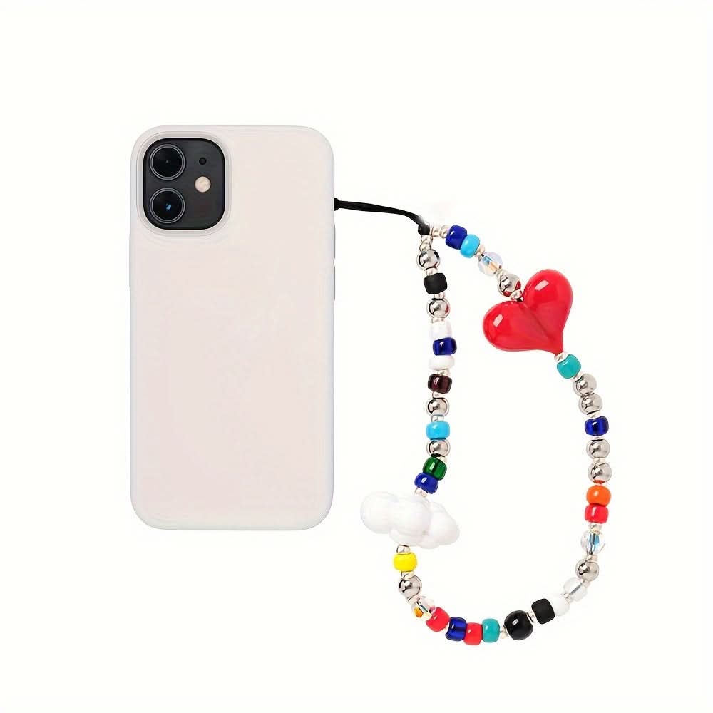 Colorful Heart & Cloud Phone Charm Lanyard