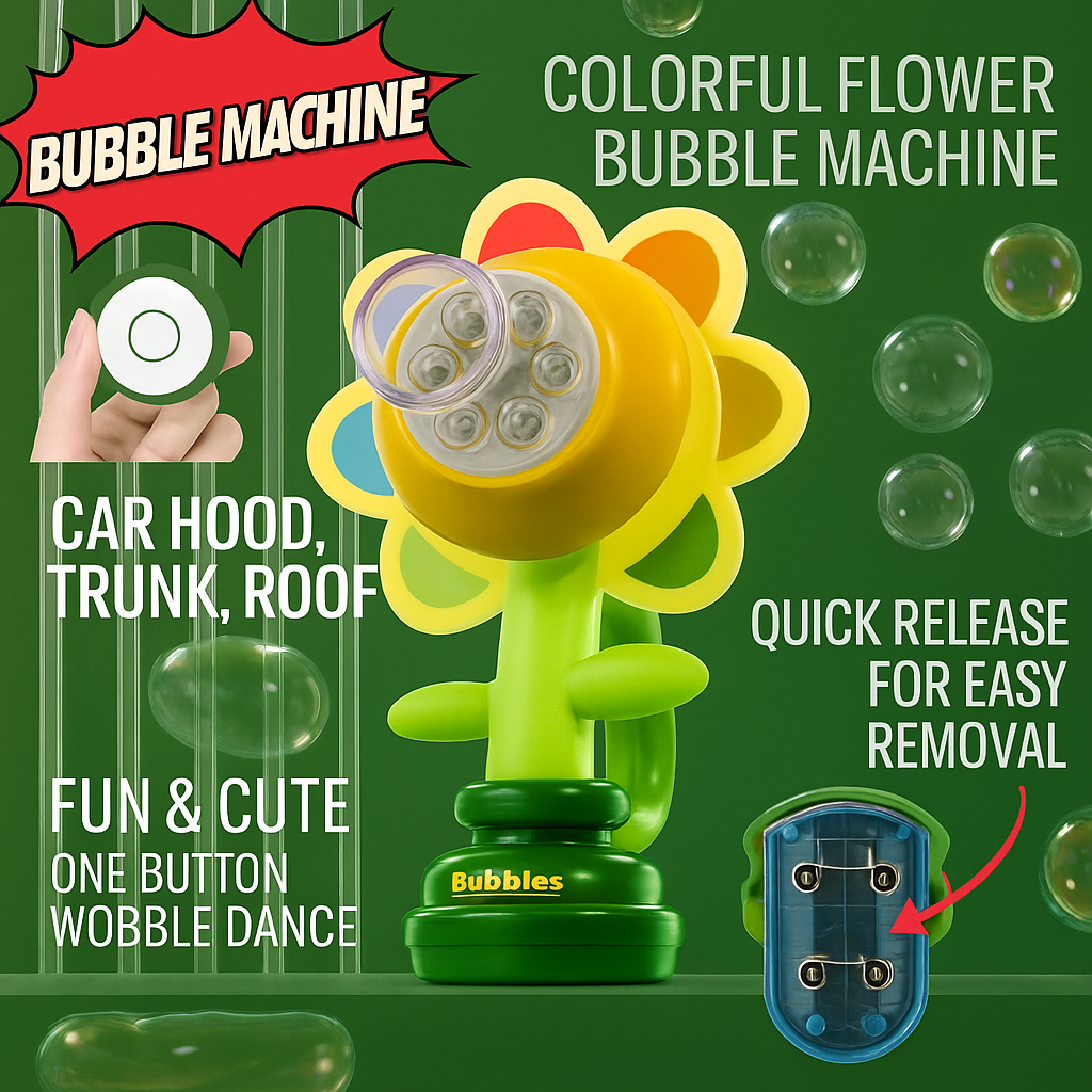 Rechargeable Seven-Color Flower Bubble Machine – Electric Swing Toy with Lights