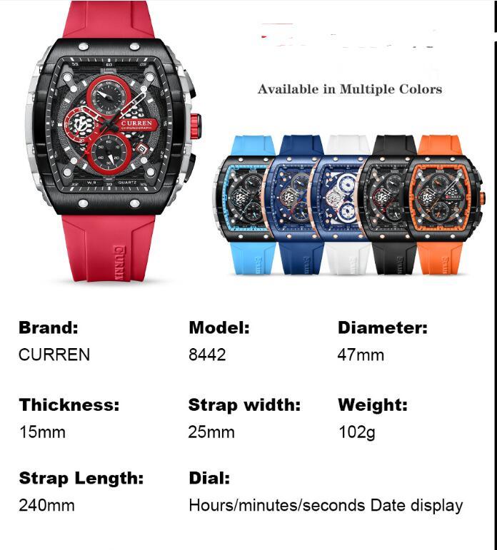 Curren Men's Six-pin Quartz Tape Men's Watch 8442