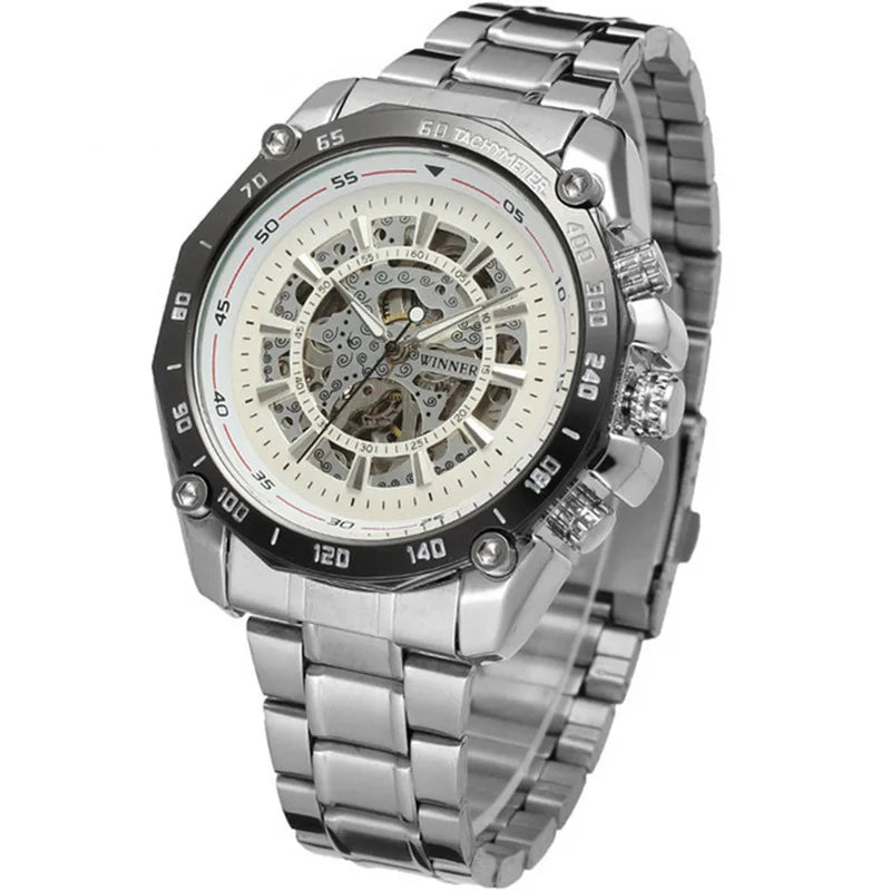 T-Winner Men’s Automatic Mechanical Watch – Hollow Dial, Luxury Timepiece
