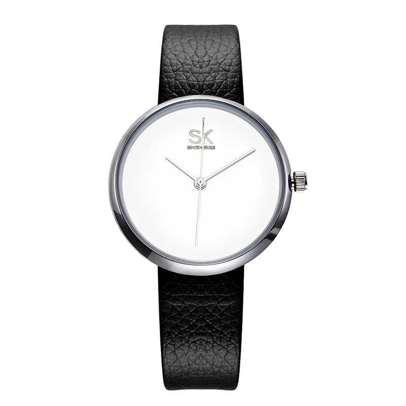 SK Luxury Women’s Quartz Watch – Fashion PU Leather Strap, Waterproof Casual Wristwatch