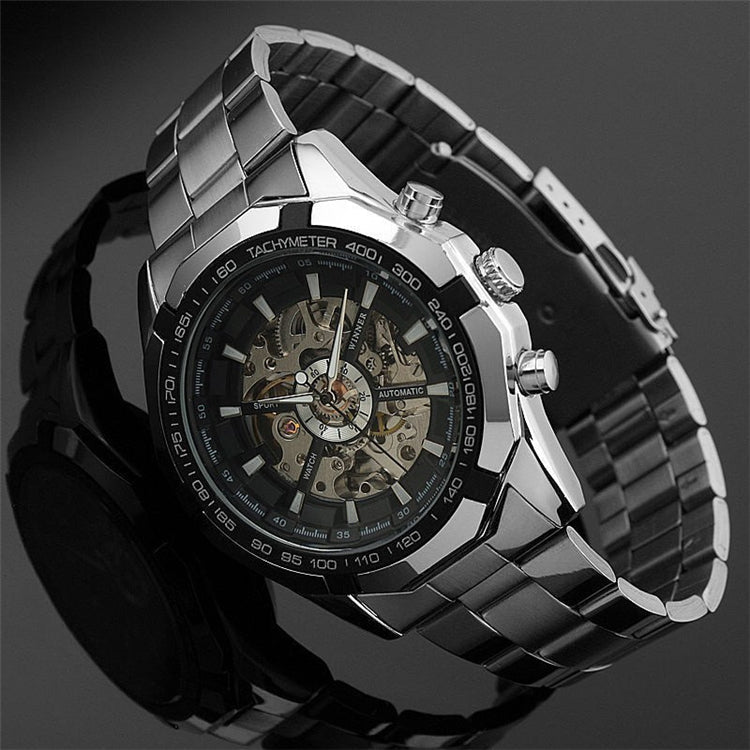 T-WINNER Men’s Mechanical Watch – Luxury Stainless Steel Chronograph Business Watch