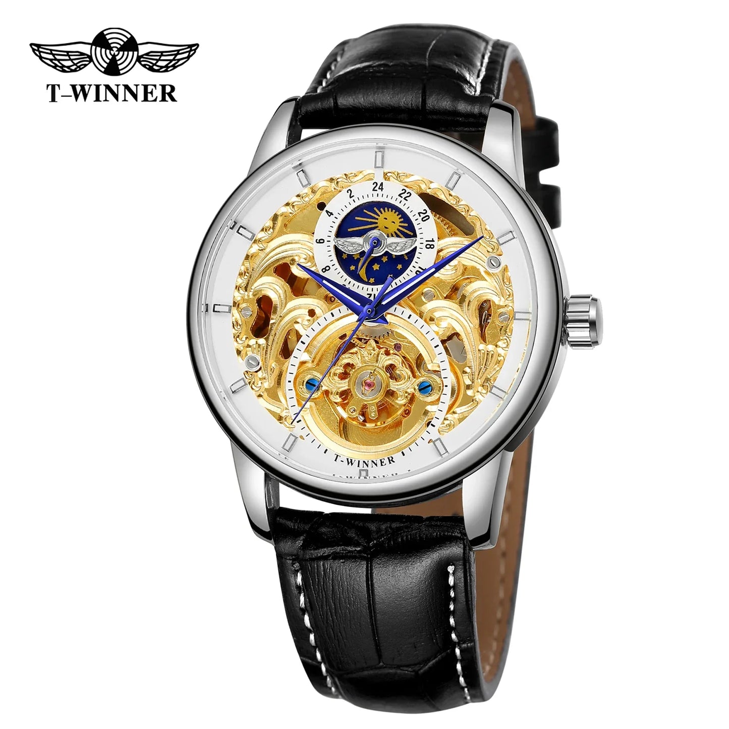 T-WINNER Luxury Automatic Mechanical Watch for Men – Leather Strap