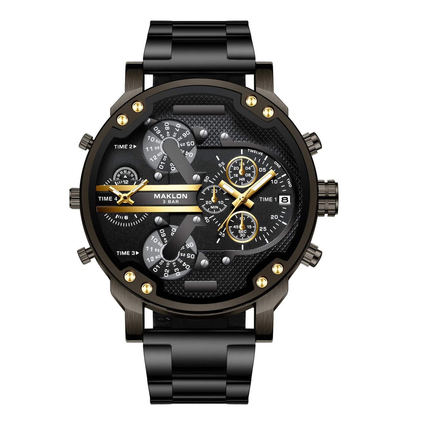 Maklon Large Dial 2 Time Quartz watch for Men