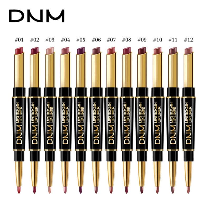 DNM 2-in-1 Matte Lipstick & Lip Liner – Long-Lasting, Non-Stick, High-Pigment Color