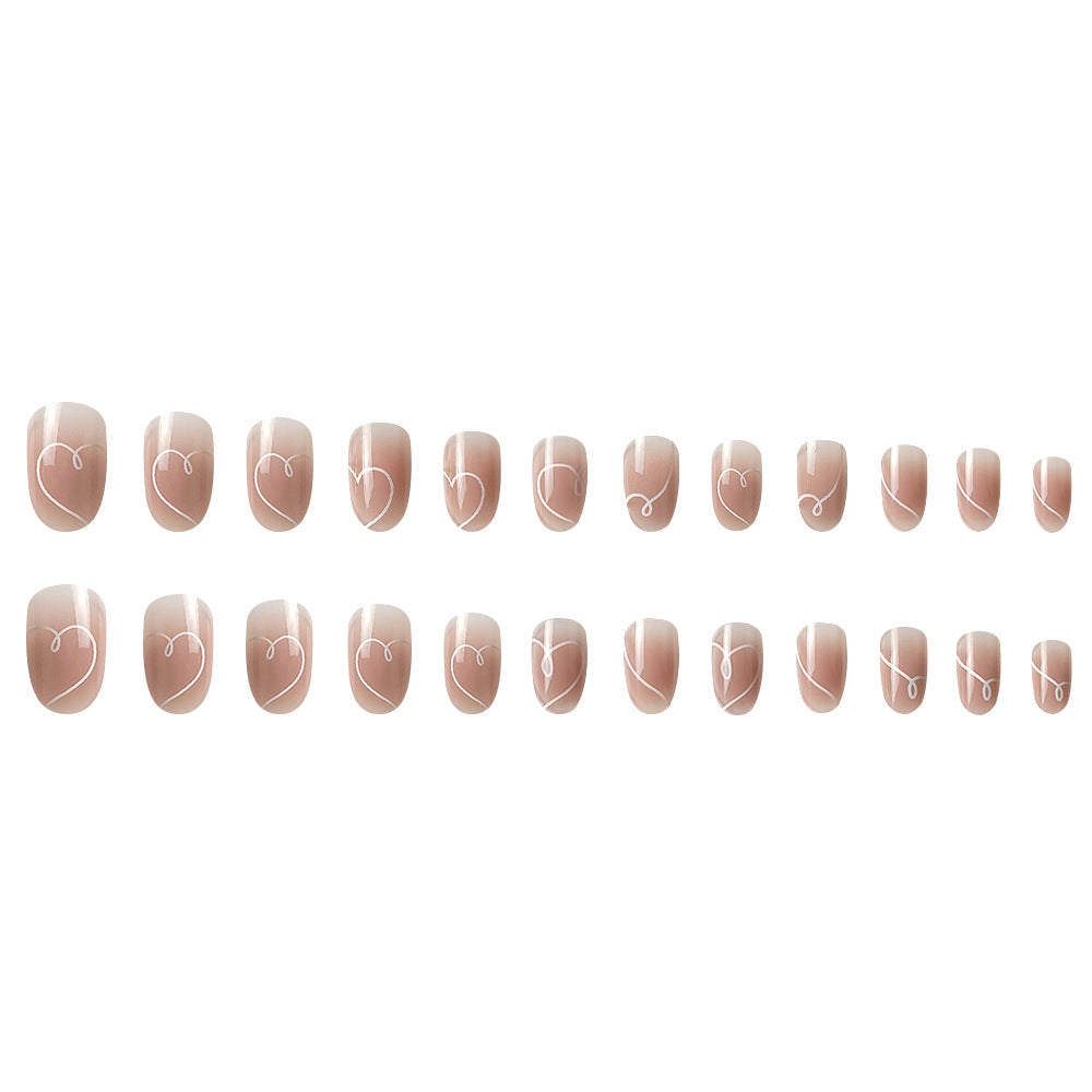 Nude Almond Press-On Nails with Swirl Design – Medium Acrylic Nail Set