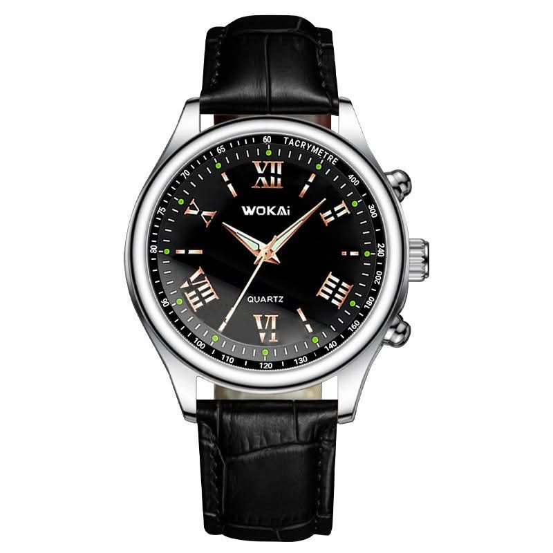 Men’s Quartz Watch, Roman Numerals-Black