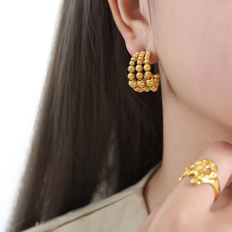 Geometric Hoop Earrings for Women – Titanium Steel, Layered Design