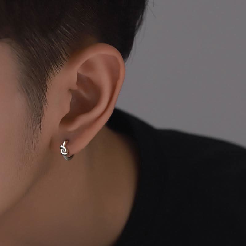 Men’s Twin Knot Hoop Earrings – Trendy Geometric Fashion Jewelry