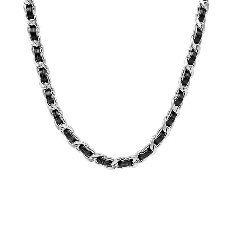 Men’s Minimalist Black Titanium Steel Necklace – Trendy Chain