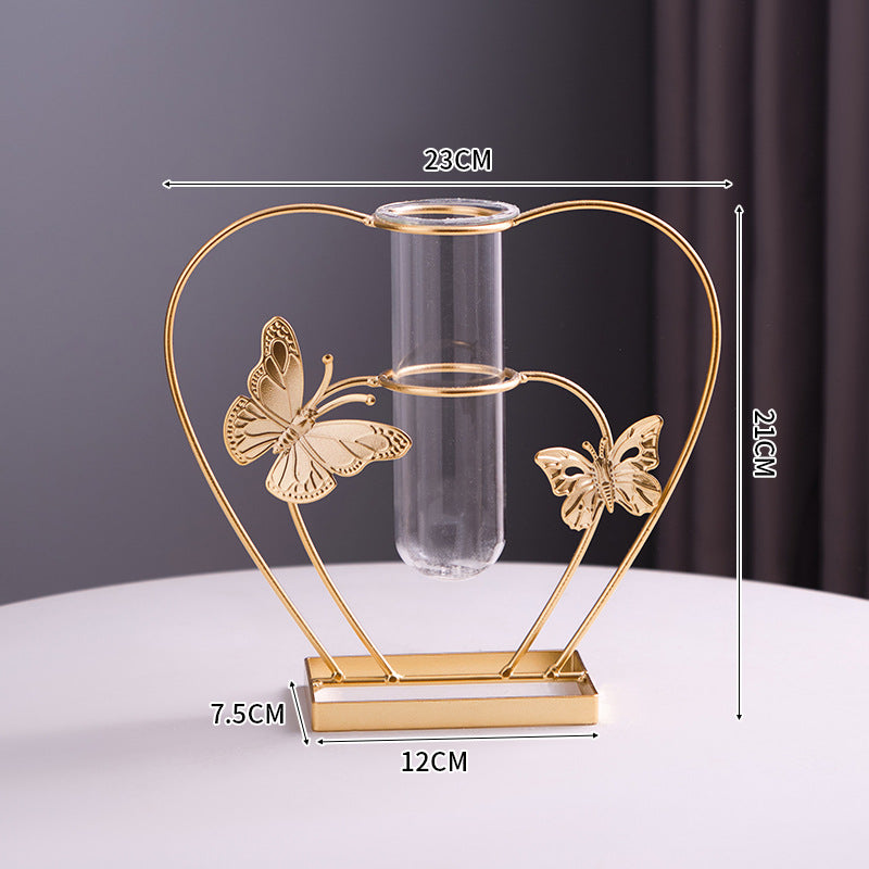 Gold Butterfly Flower Vase – European-Style Faux Flower Arrangement