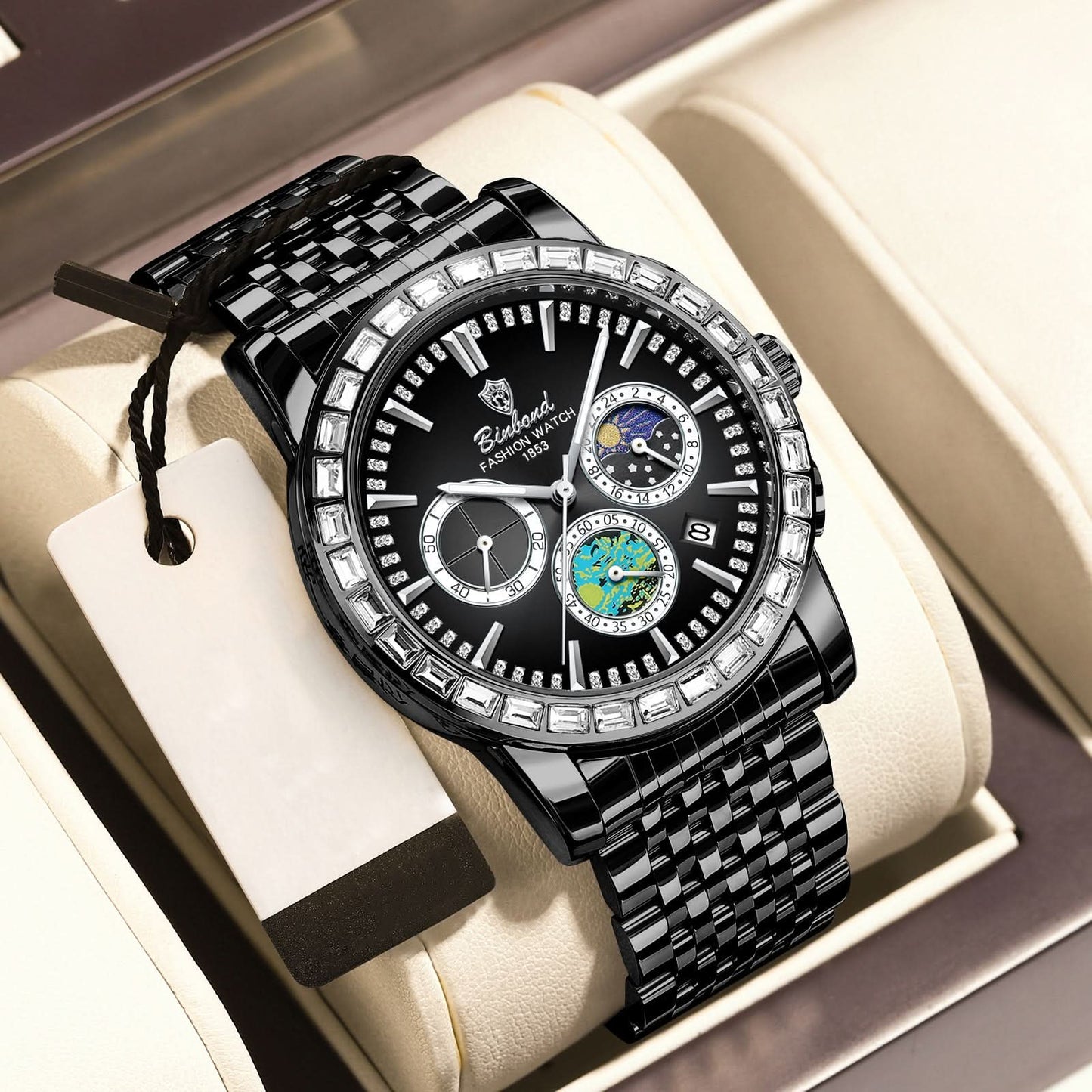 Men’s Luxury Moon Phase Watch – Stainless Steel