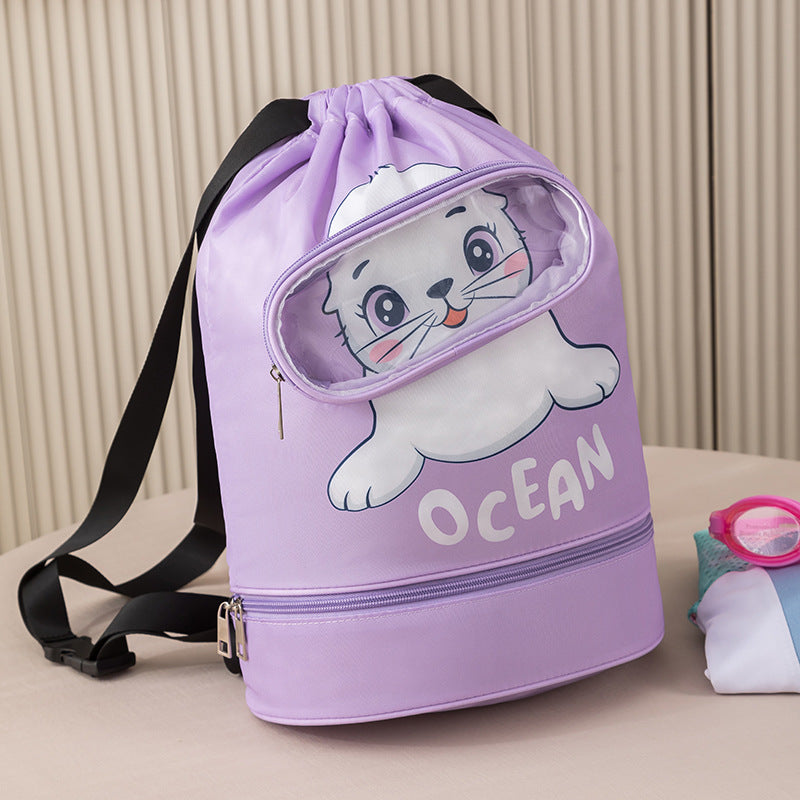 Cartoon Wet-Dry Separation School Bag – Large Capacity, Travel & Fitness Ready