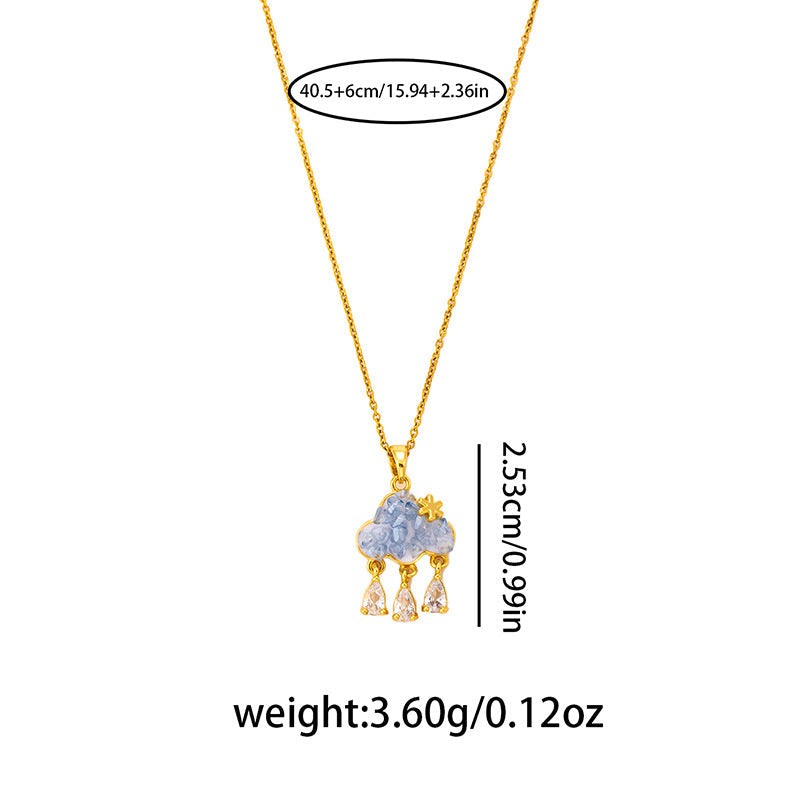 Cloud Tassel Necklace for Women – Zircon Teardrop Pendant Fashion Jewelry