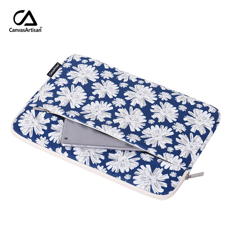 Blue Floral Laptop Sleeve – Waterproof Shockproof Notebook Case, Unisex Fit, 11–15 inch