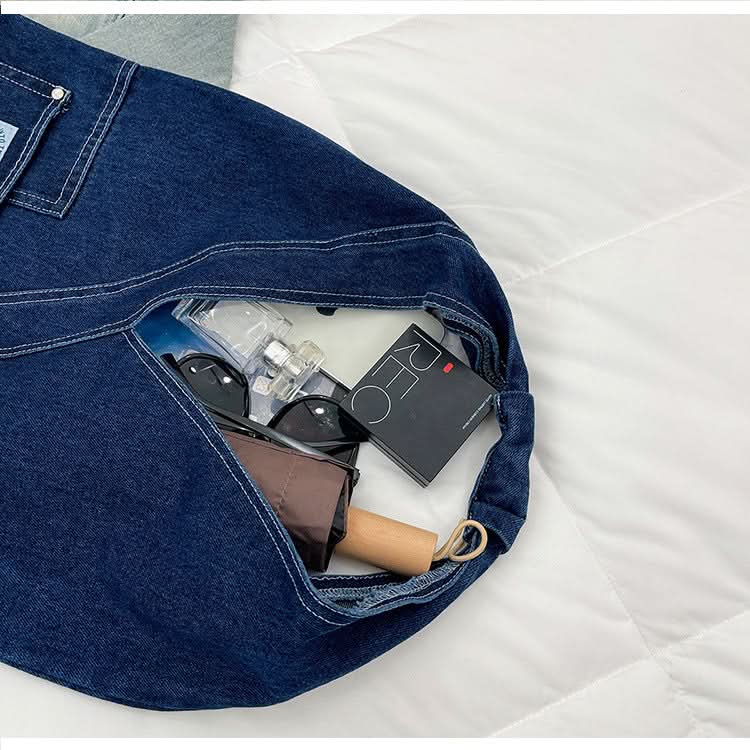 Retro Canvas Denim Shoulder Bag – Large-Capacity Street Style Bag for Women & Students