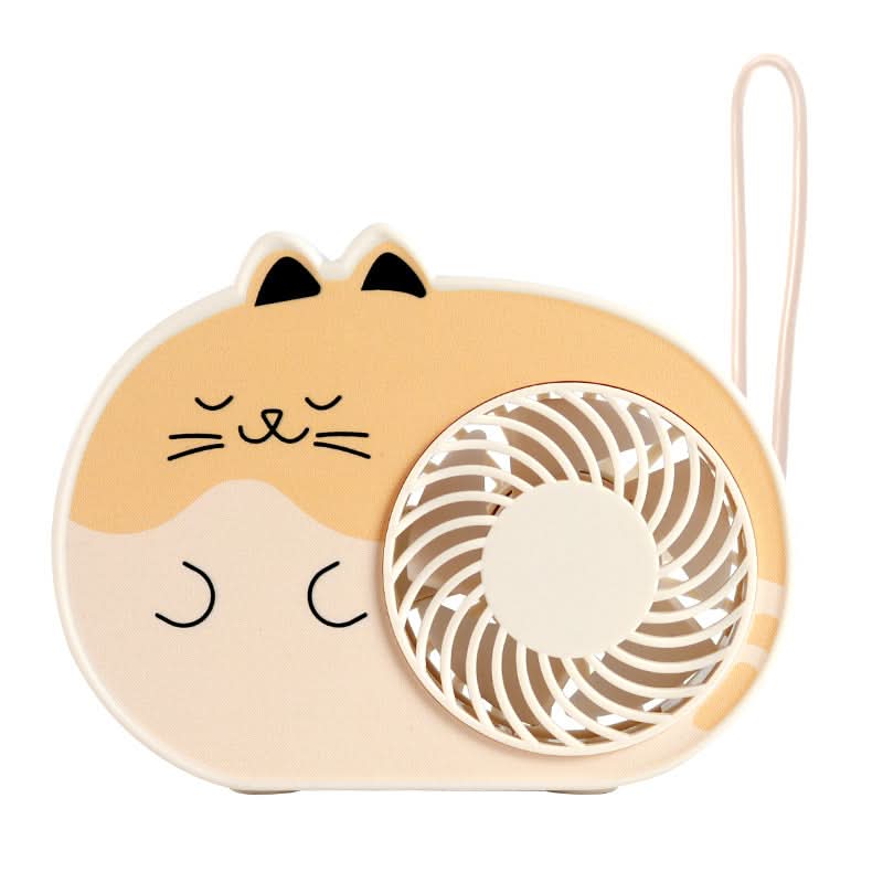 Cute Cat Mini Fan – USB Rechargeable, 3-Speed Handheld & Desktop Fan