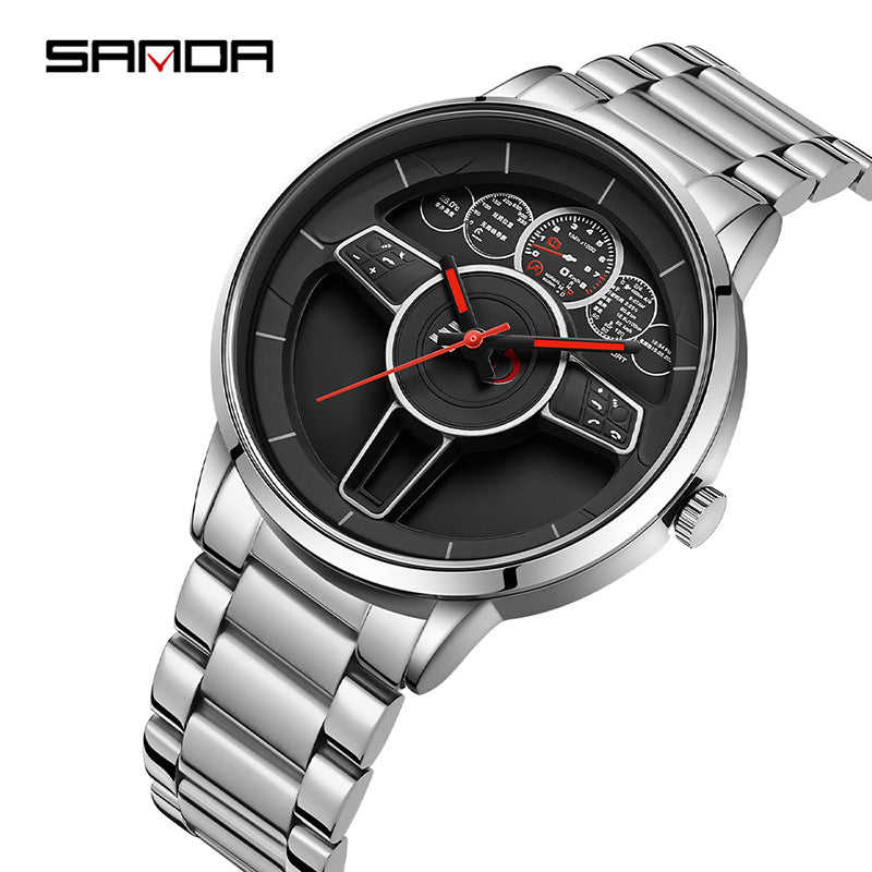SANDA Men’s Casual Quartz Watch – Waterproof Stainless Steel Business Wristwatch