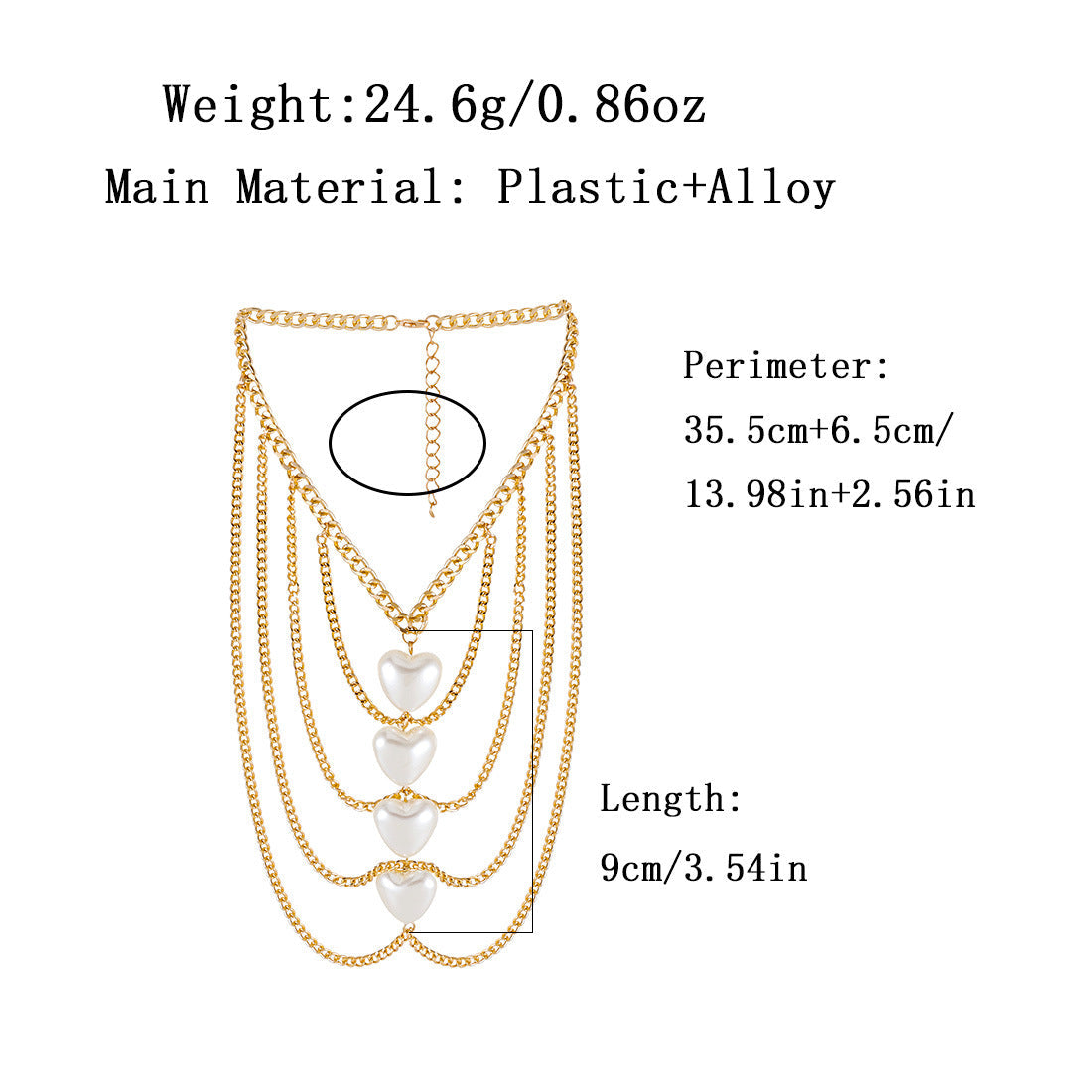 Tassel Heart Pearl Necklace – Elegant Multi-Layer Pendant Chain for Women
