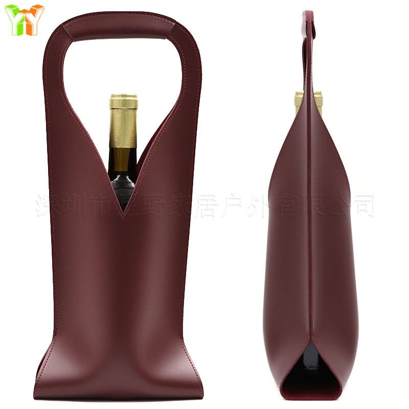 Portable PU Leather Wine Bag