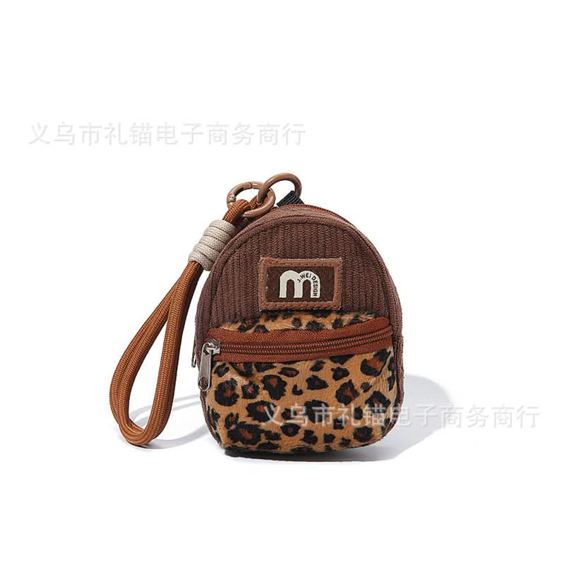 Mini Coin Purse Keychain – Leopard Print Card Holder
