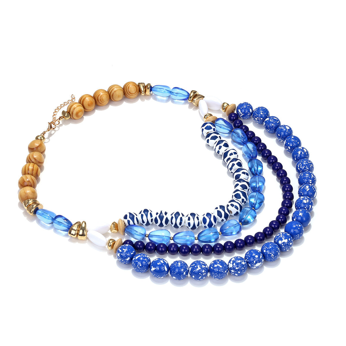 Bohemian Blue Beaded Layered Necklace – Fashion Statement Jewelry for Women