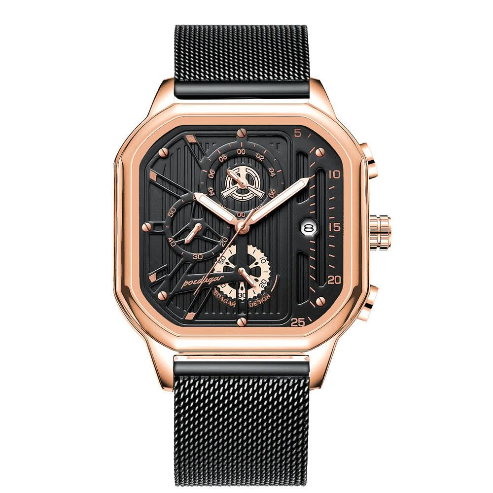 Men’s Trendy Quartz Chronograph Watch – Stainless Steel, Luminous Dial