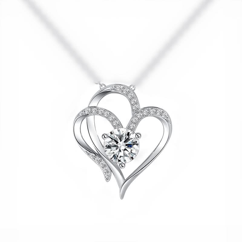 1 pc. Platinum Double Heart Pendant Necklace for Women