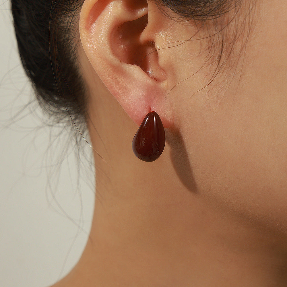 Retro Copper Teardrop Enamel Earrings – Vintage Hollow Design Jewelry