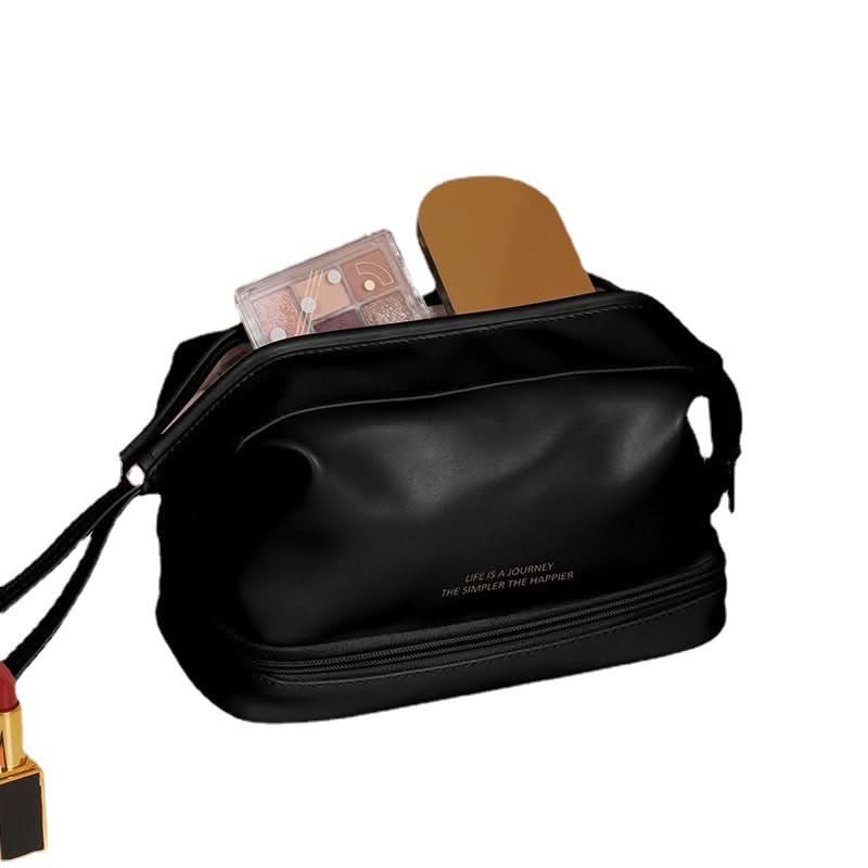Double-Layer Portable PU Cosmetic Bag for Travel