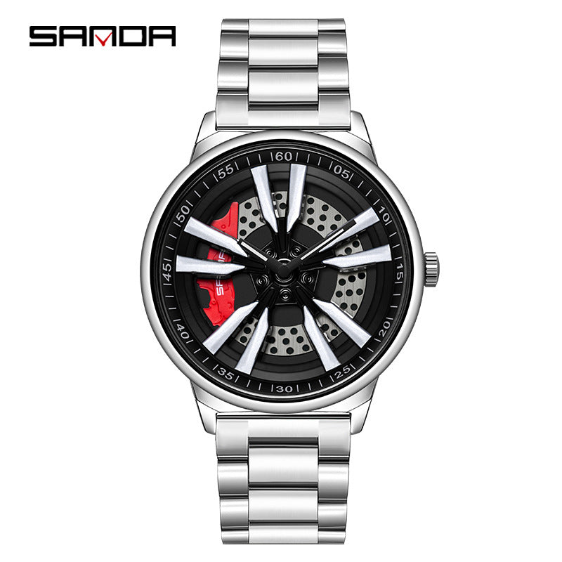 Sanda Men’s Stainless Steel Quartz Watch – Casual Hollow Dial Analog Wristwatch