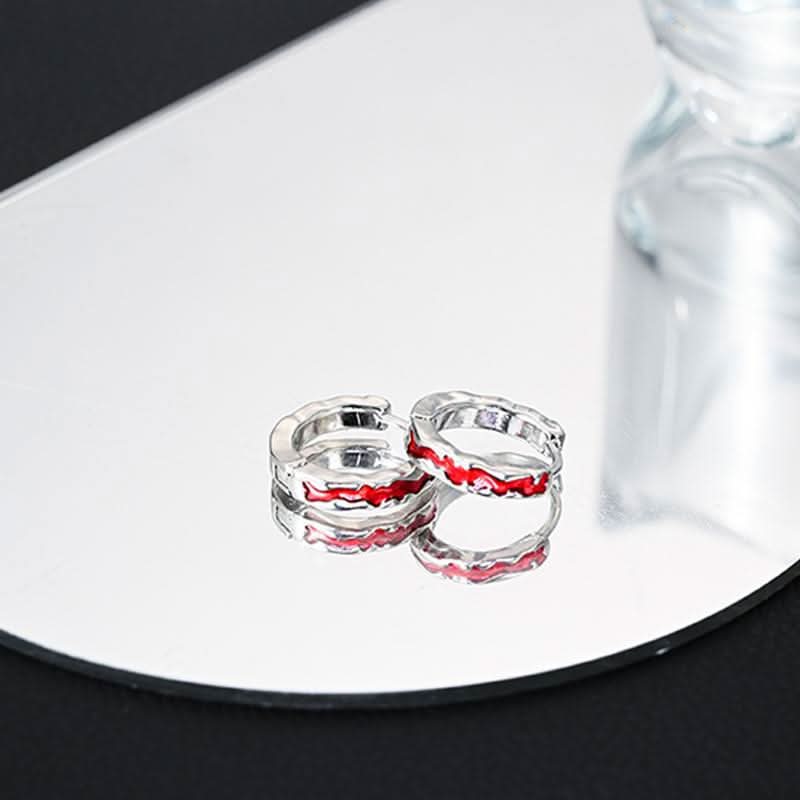 Red Inlay Alloy Earrings for Unisex Fashion