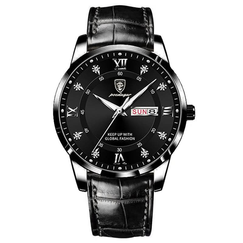Men’s Waterproof Leather Strap Quartz Watch