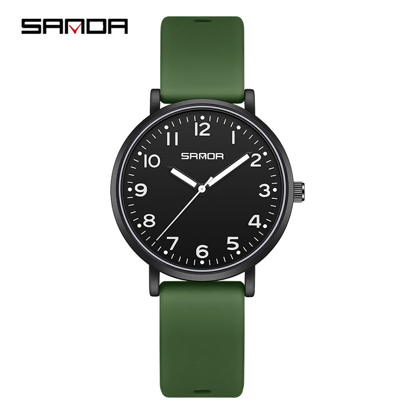 Sanda Luminous Quartz Watch – Waterproof Fashion Student Wristwatch