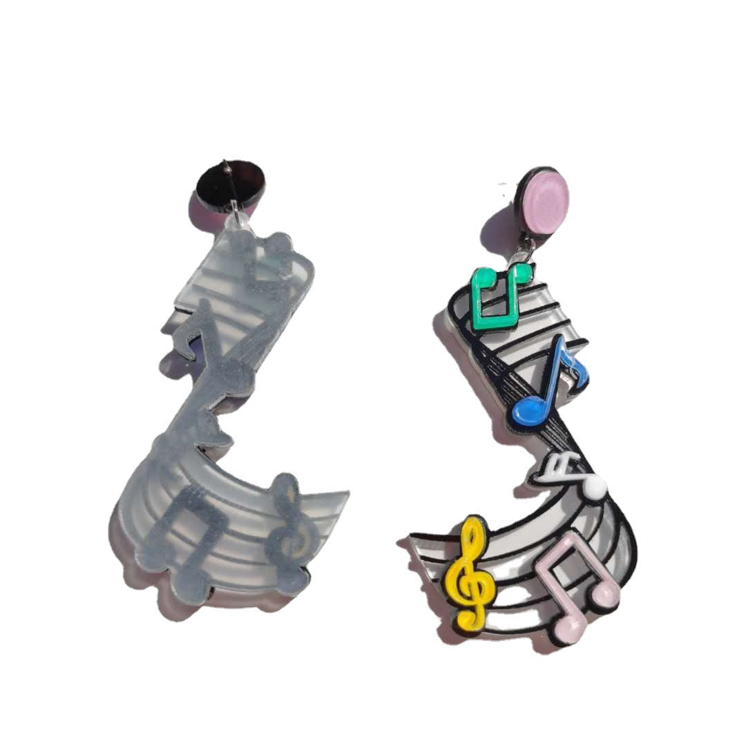 Colorful Music Note Earrings – Acrylic Geometric Statement Jewelry for Women