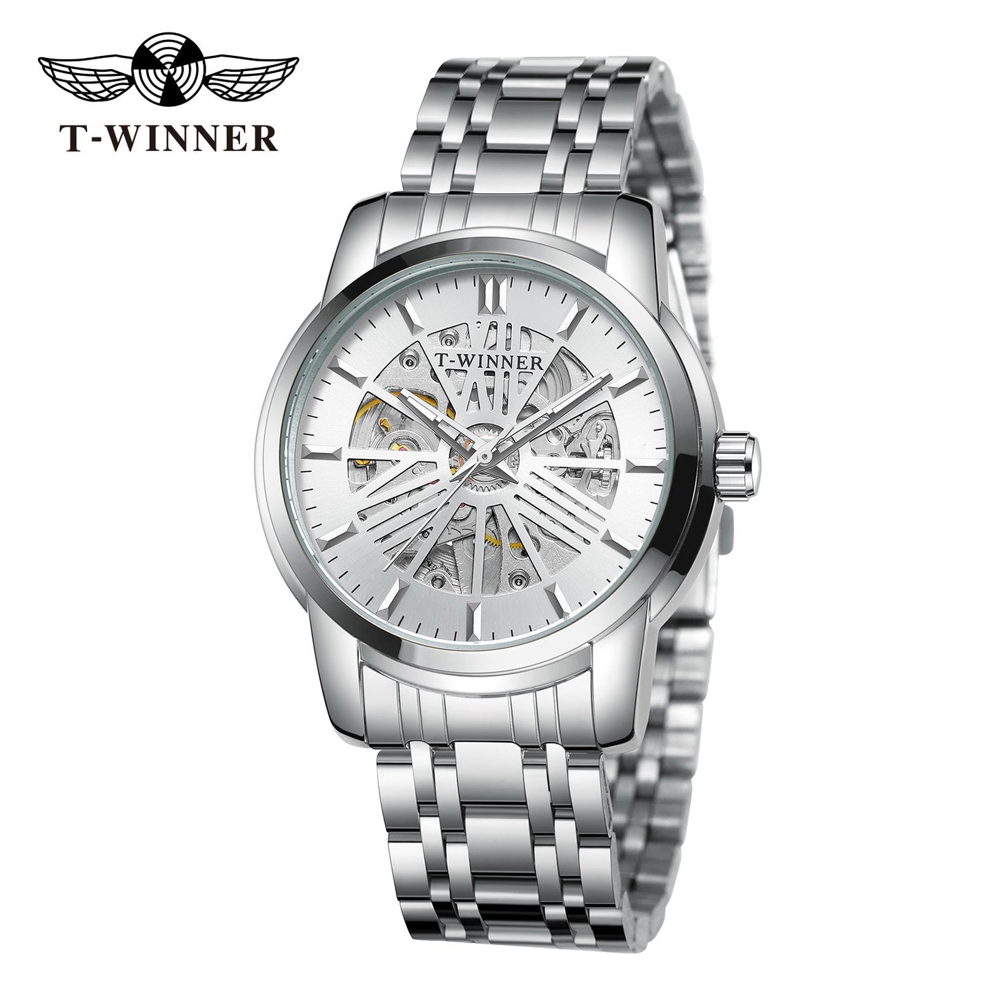 T-Winner Men’s Round Skeleton Automatic Mechanical Watch – 30M Water Resistant