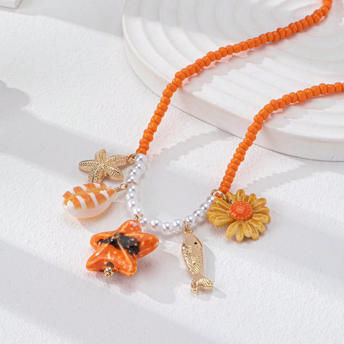 Bohemian Starfish & Shell Beaded Necklace – Summer Beach Jewelry for Women