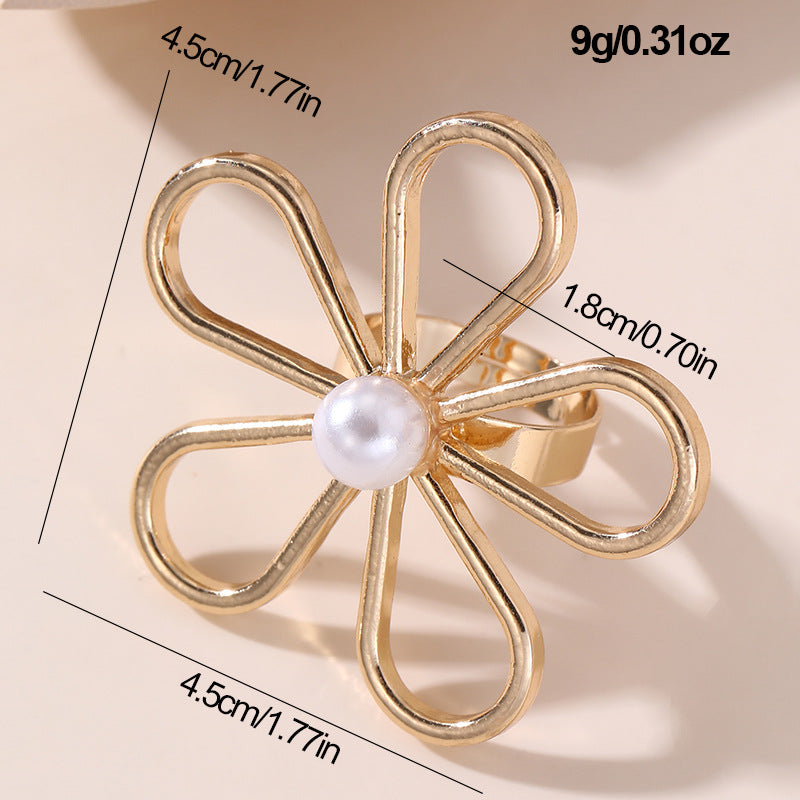 Rose Gold Statement Ring for Women – Irregular Korean Style Resin Jewelry