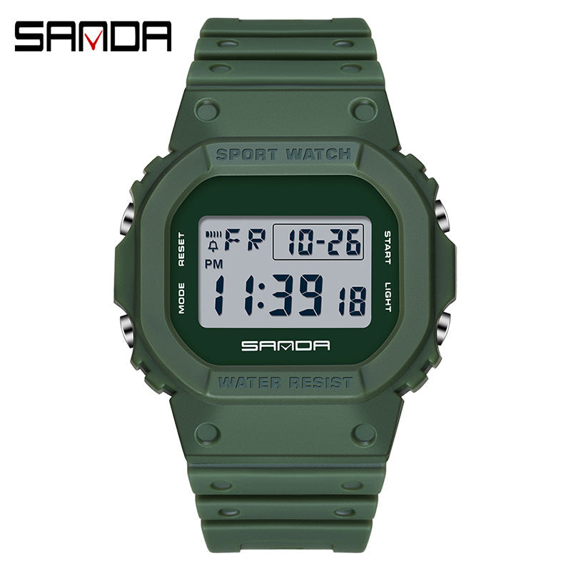 Sanda Square Digital Watch – Waterproof Luminous Outdoor Sports Student Watch