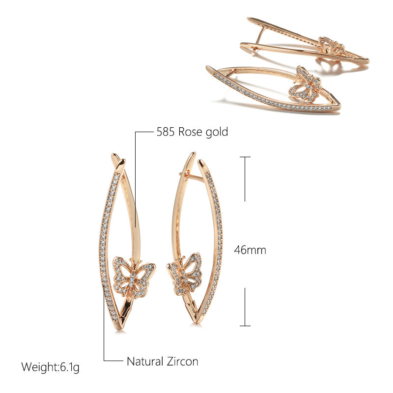 Rose Gold Butterfly Earrings – Simple Geometric Jewelry