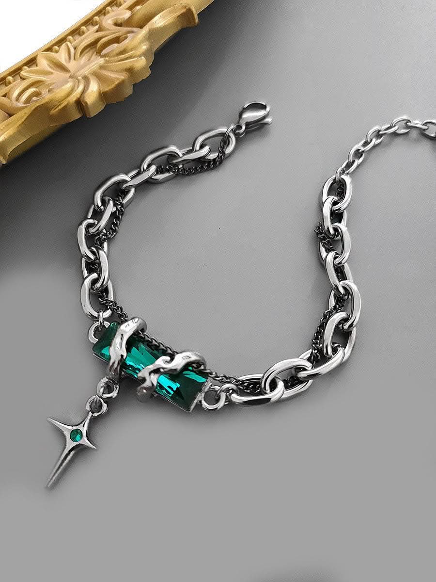 Men’s Stylish Titanium Steel Diamond Bracelet – Minimalist Wrap Design