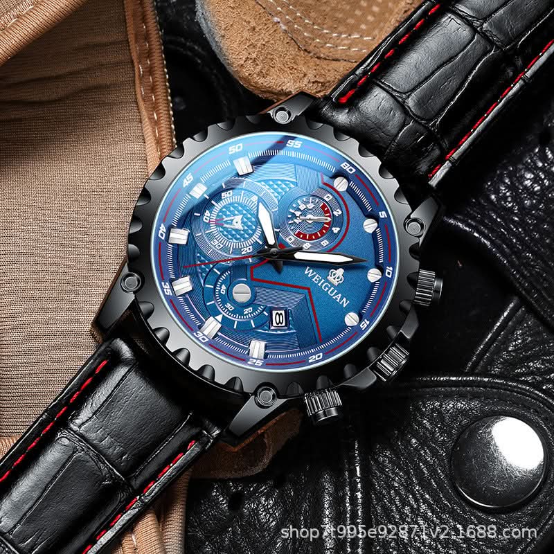 Black Warrior Men’s Classic Watch – Waterproof, Luminous, Calendar Display