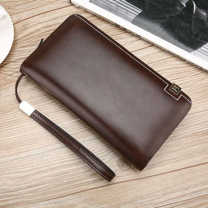 Men's PU Leather Business Clutch – Long Wallet with Single Pull