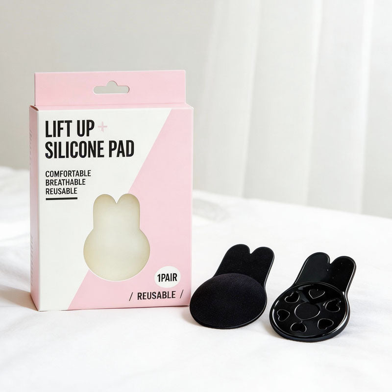 Rabbit Ear Bra Pads Strapless Self-Adhesive Silicone Invisible Bra Bunny Nipple Covers Push-Up Bra Pads Low-Cut Bust Enhancement
