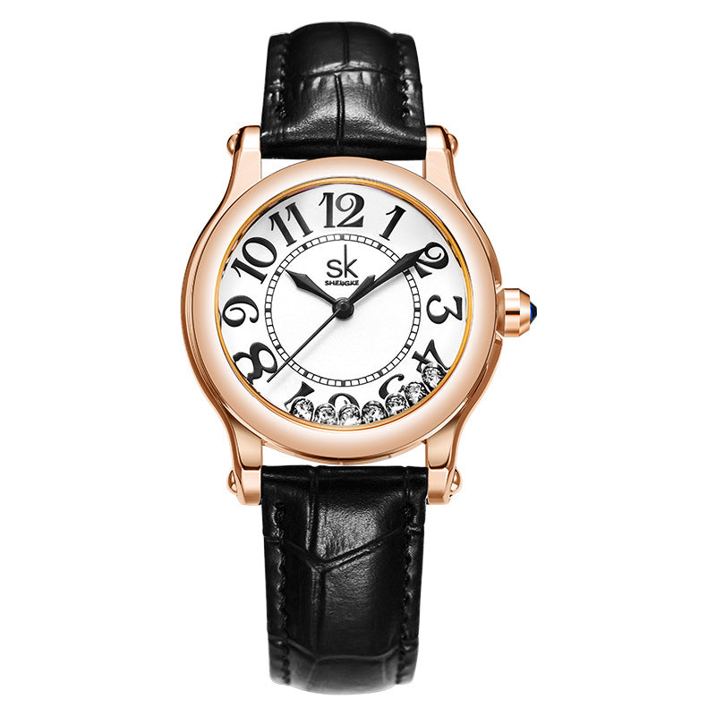 SK Women’s Quartz Watch – Round Dial, Waterproof Basic Fashion Watch