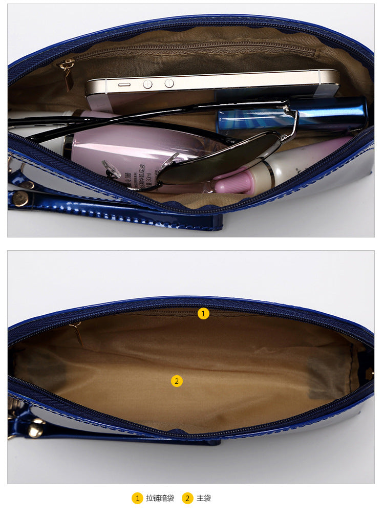 Mini Patent Leather Clutch Bag – Stylish Zipper Purse for Women, Compact Evening & Cosmetic Clutch