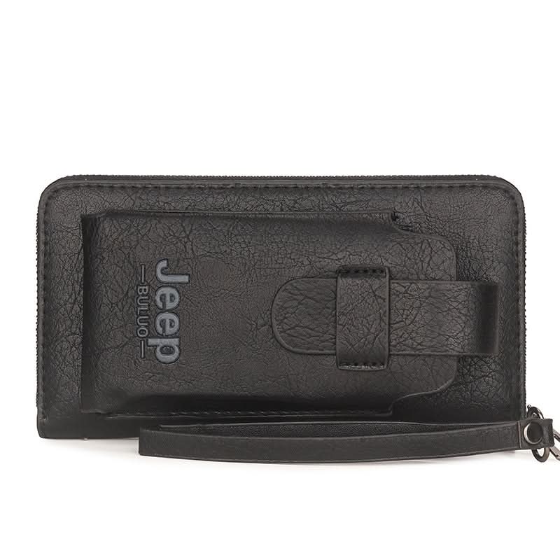Men's PU Leather Wallet Clutch – Phone Bag with Zipper Closure